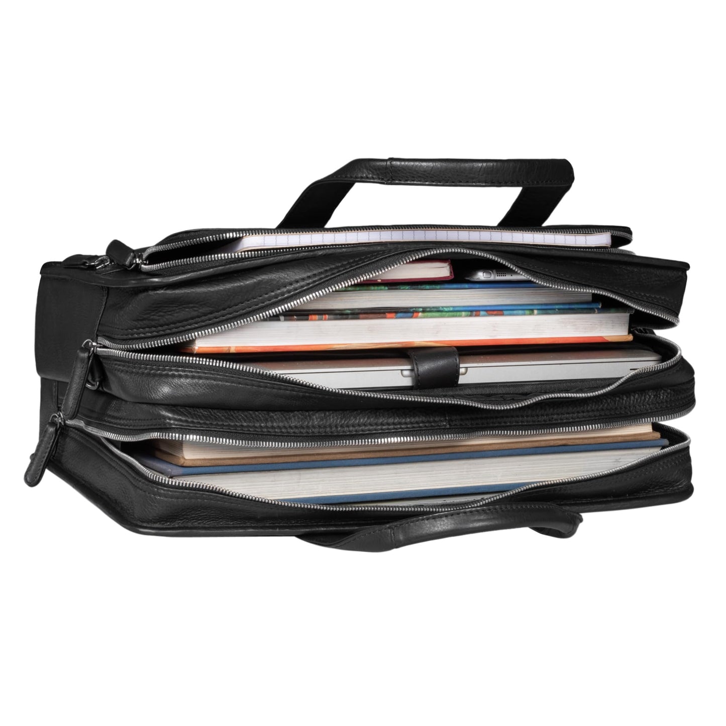 STILORD 'Yves' Briefcase Men Women Leather Business Bag Document Bag 15.6 Inch Laptop Bag Business Bag Teacher Bag Real Cowhide Leather, Color: Black