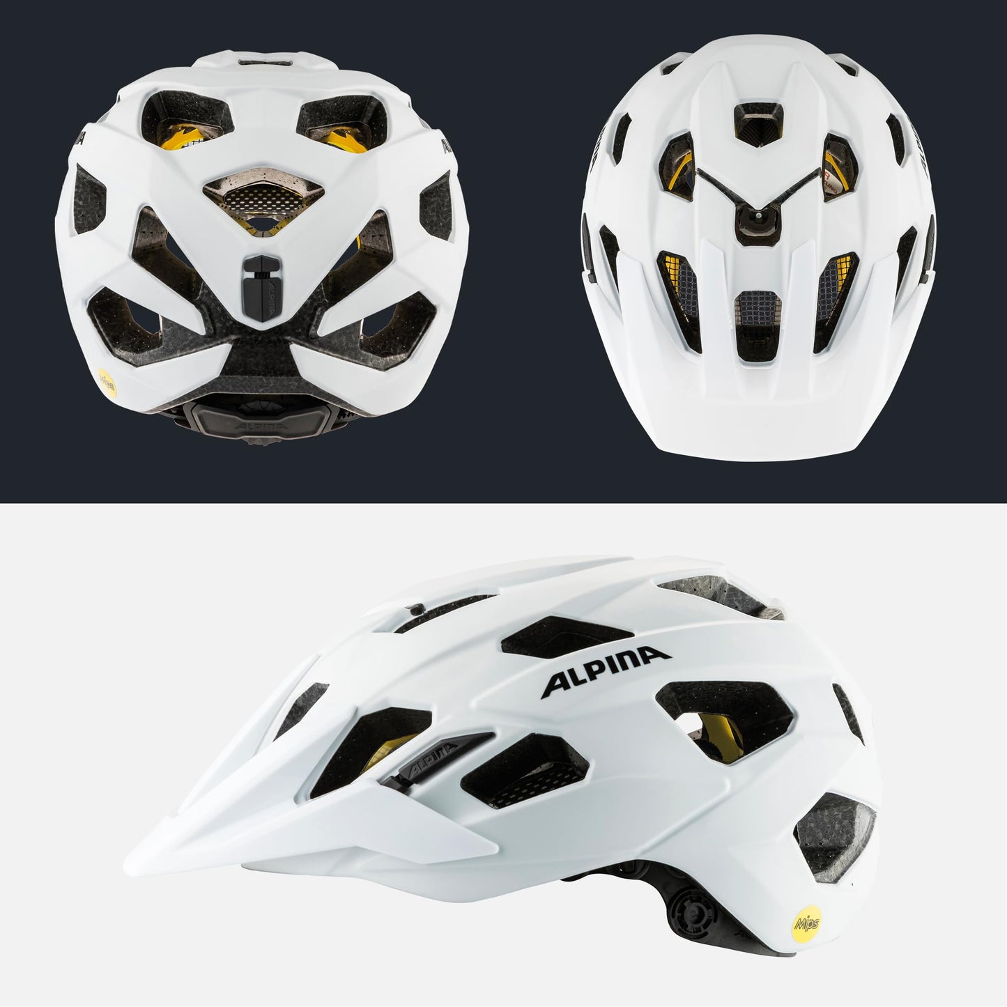ALPINA PLOSE MIPS - Safe and comfortable MIPS Enduro & MTB bike helmet with antibacterial padding for adults, optimal protection, White matt, L (57-61 cm)