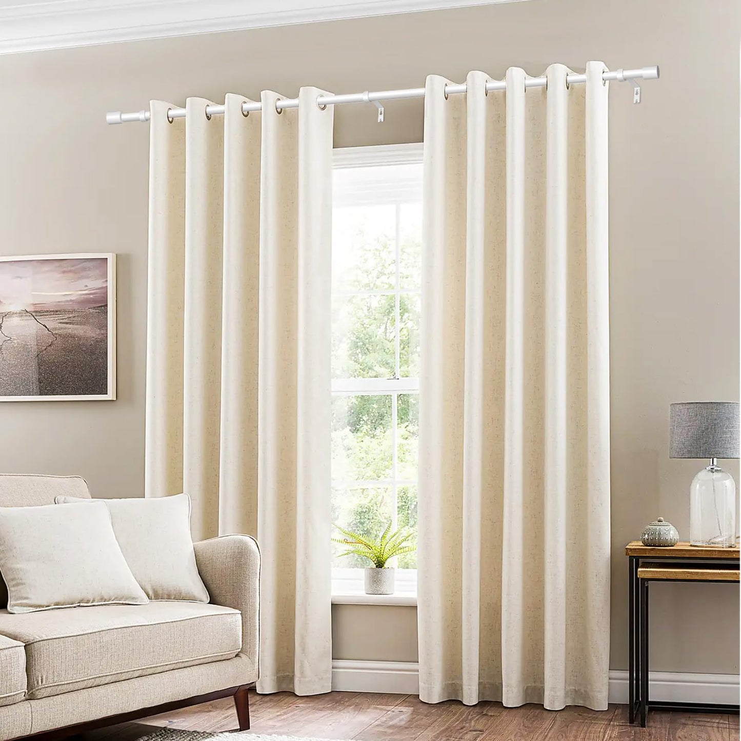White curtain rod 76-152 cm adjustable curtain rod 19 mm diameter for bedroom, living room, or kitchen by GEEBOBO.
