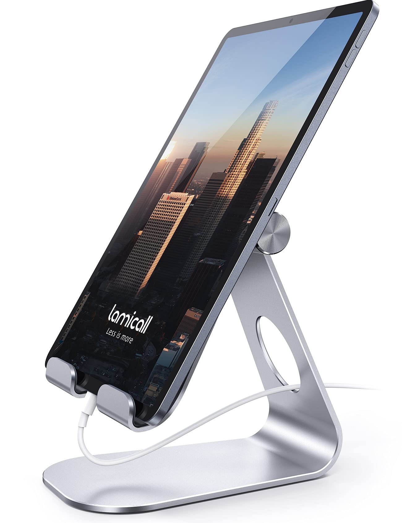 Lamicall Tablet Stand Adjustable, Tablet Holder - Universal Stand, Mount, Dock for 2024 iPad Pro 9.7, 10.5, 11, 12.9, iPad Air Mini 6 5 4, Samsung Tab, and Tablet with 4.7-13 inches - Silver