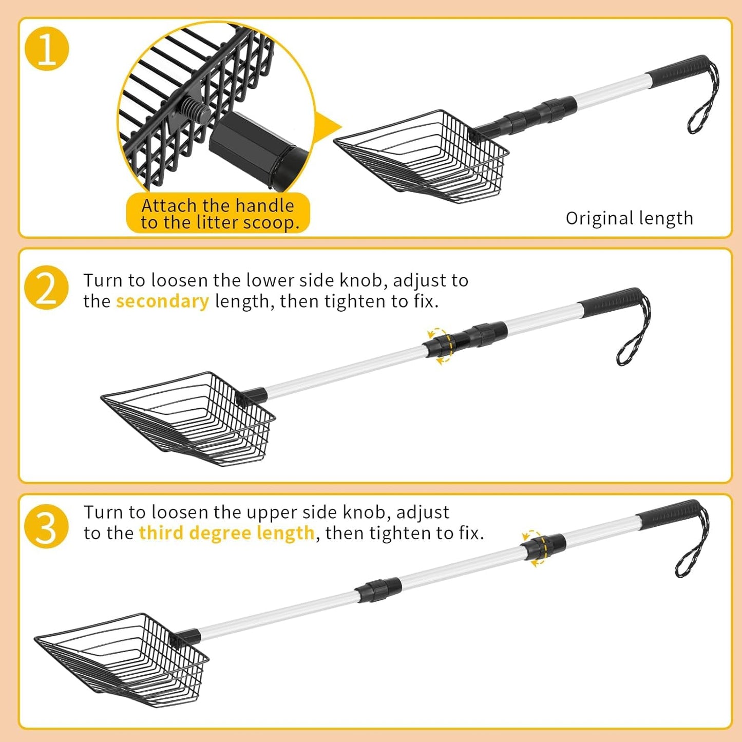 2pcs Chicken Coop Accessory Chicken Poop Scooper Adjustable Poultry Shovel for Cleaning Sieve Scoop for Chicken Coop Separating FECES and Debris from Sand Chicken litter Shovel Accessory