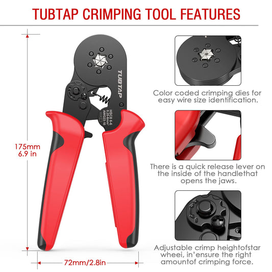 Crimping Pliers Ferrule Set - Hexagonal TUBTAP® Ferrule Crimping Pliers with 2000 pcs Ferrules Tool Kit For 0.25-6 mm² (AWG 23-10), Crimping Pliers, Pressing Pliers