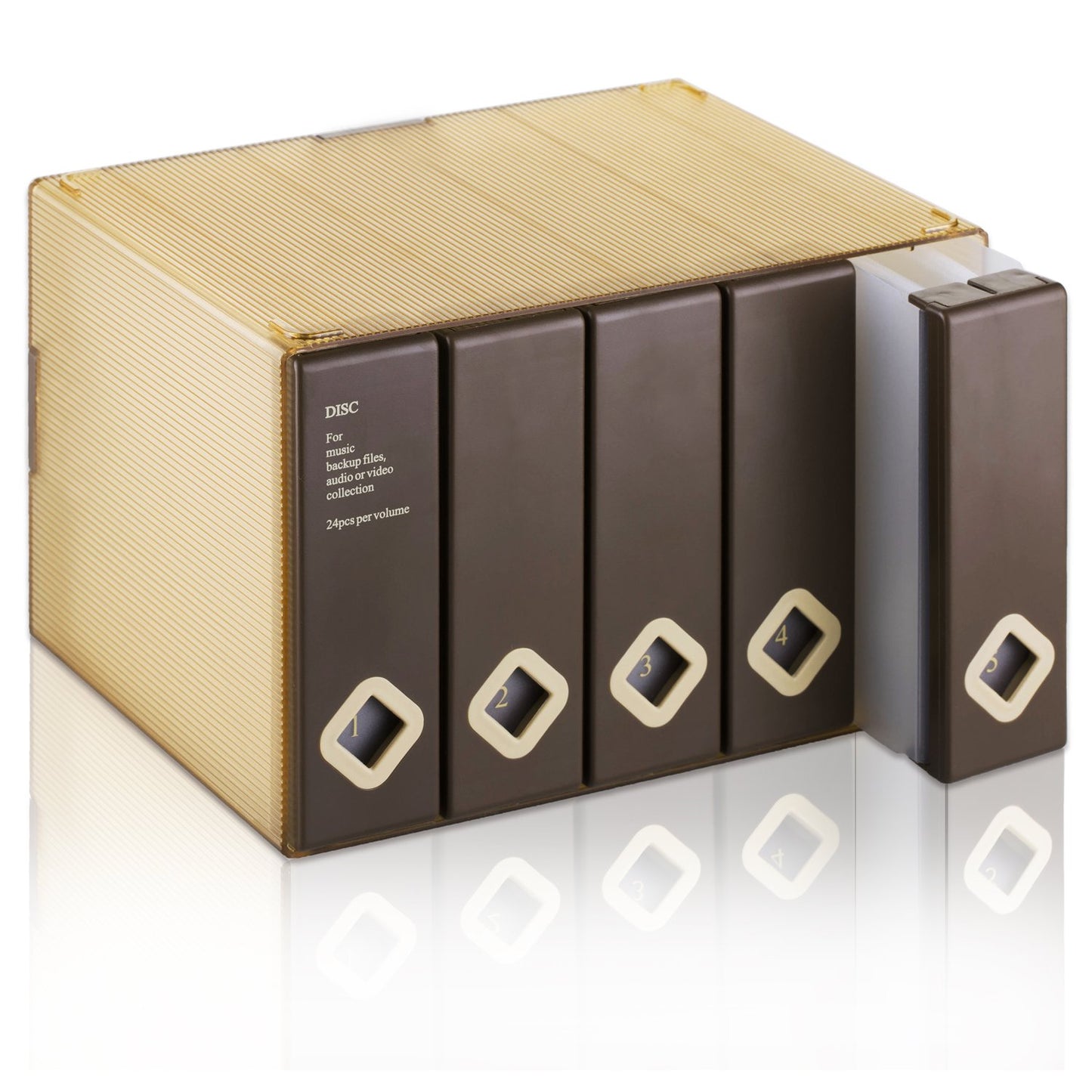 AhfuLife CD/DVD/Blu-ray Storage Boxes Colorful, DVD Box Space Saving Carrying Cases, CD Wallets for Car and Home up to 120 Discs Great for Gifts (Brown)
