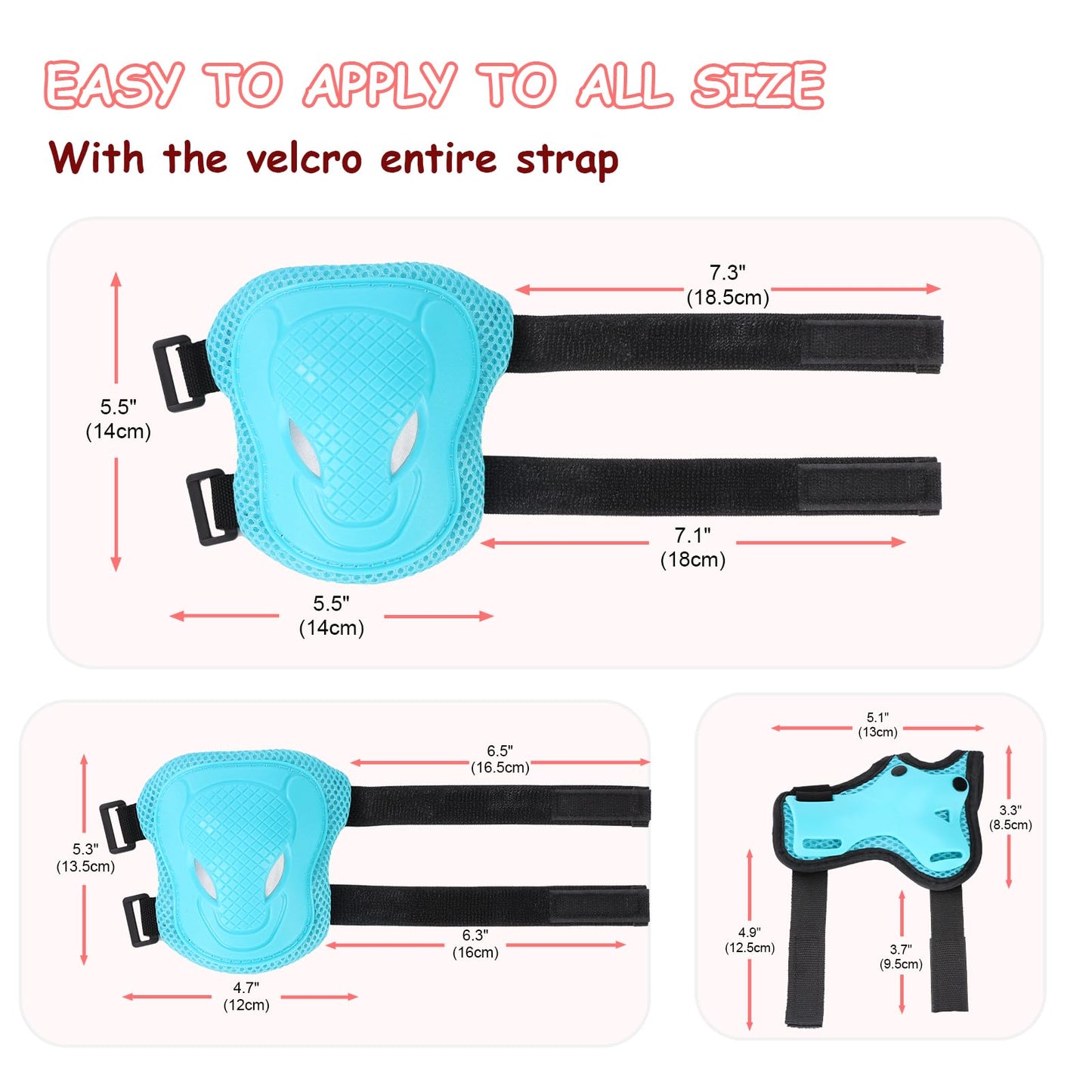 BURSUN Knee Pads for Kids, Adjustable Knee, Elbow, and Wrist Pads, Protective Gear Set for Inline Skating, Rollerblading, Skateboarding, and Roller Skating.