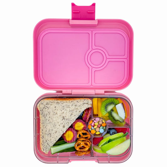 Yumbox Panino M Lunchbox (Panda Power Pink, 4 compartments) - lunchbox with divisions | bento box with partition insert for school and kindergarten kids.