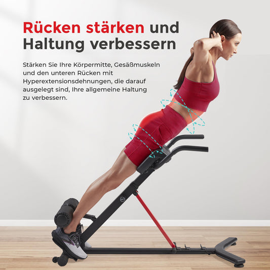 Sunny Health & Fitness Folding Roman Chair Back Trainer Hyperextension Chair, multifunctional workout equipment, home fitness sit-up bench for glute and abdominal training - SF-BH620062