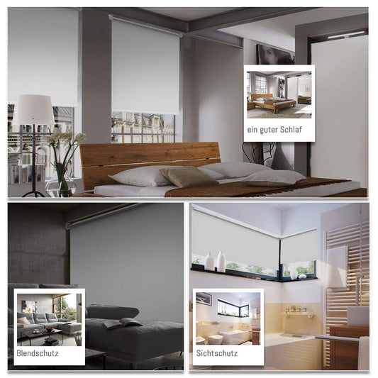 Blackout roller blind without drilling & with drilling, Roller blind blackout White 60x160cm (fabric width 55cm) for window interior wall mounting, ceiling mounting window blind side-rolling clamp roller blind