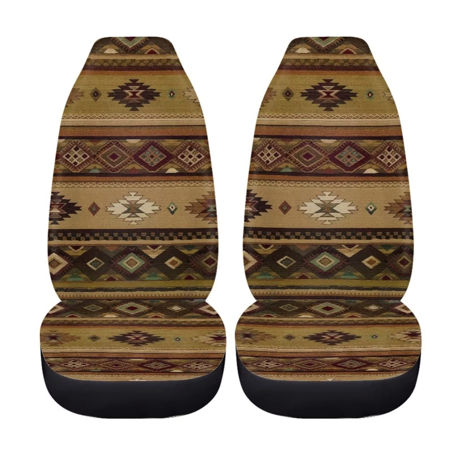 Showudesigns Boho Aztec Car Seat Covers Front Seats Only Southwest Car Accessories for Women Men Car Seat Protection Car Floor Mat Covers for Sedan, Truck, SUV.