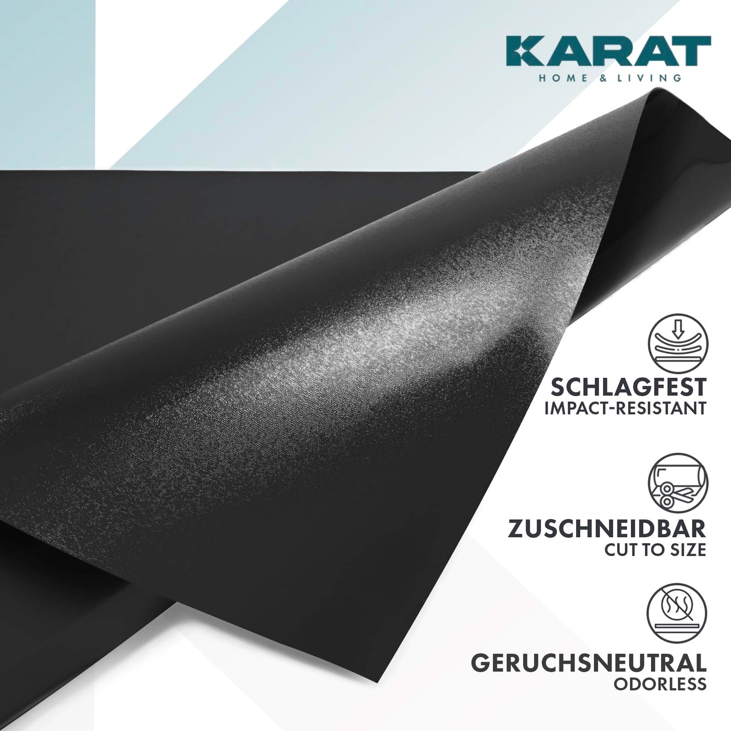 KARAT Floor Protection Mat for Hard Floors - Neo - Floor Protection Mat for Office Chair for Parquet Laminate Floor Mat Office Chair - Thickness: 1.5 mm (Black, 114 x 500 cm)