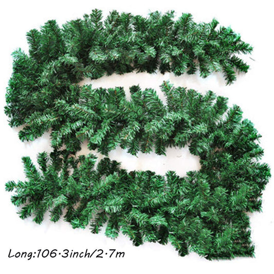 Xinlie Pine Garland Artificial Green Pine Christmas Garland Plastic Pine Garland for Outdoor Wreath Peony Vine Flower Wreath Artificial Decorative Landscaping Wreath 2.7m (1 PCS)