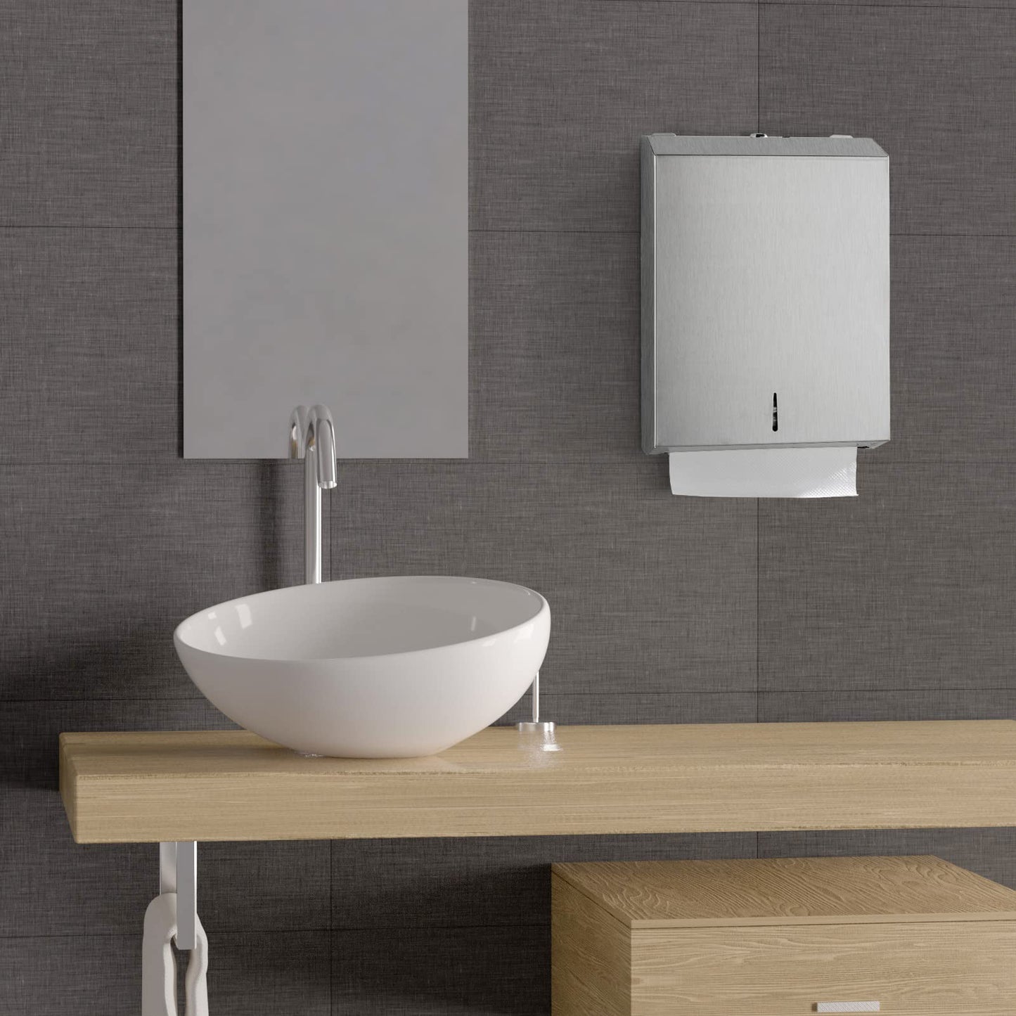 modunful Paper Towel Dispenser Wall Mount - Multifold Trifold Paper Towel Dispenser, Large Capacity Stainless Steel Tissue Holder, Suitable for Bathroom and Public Places