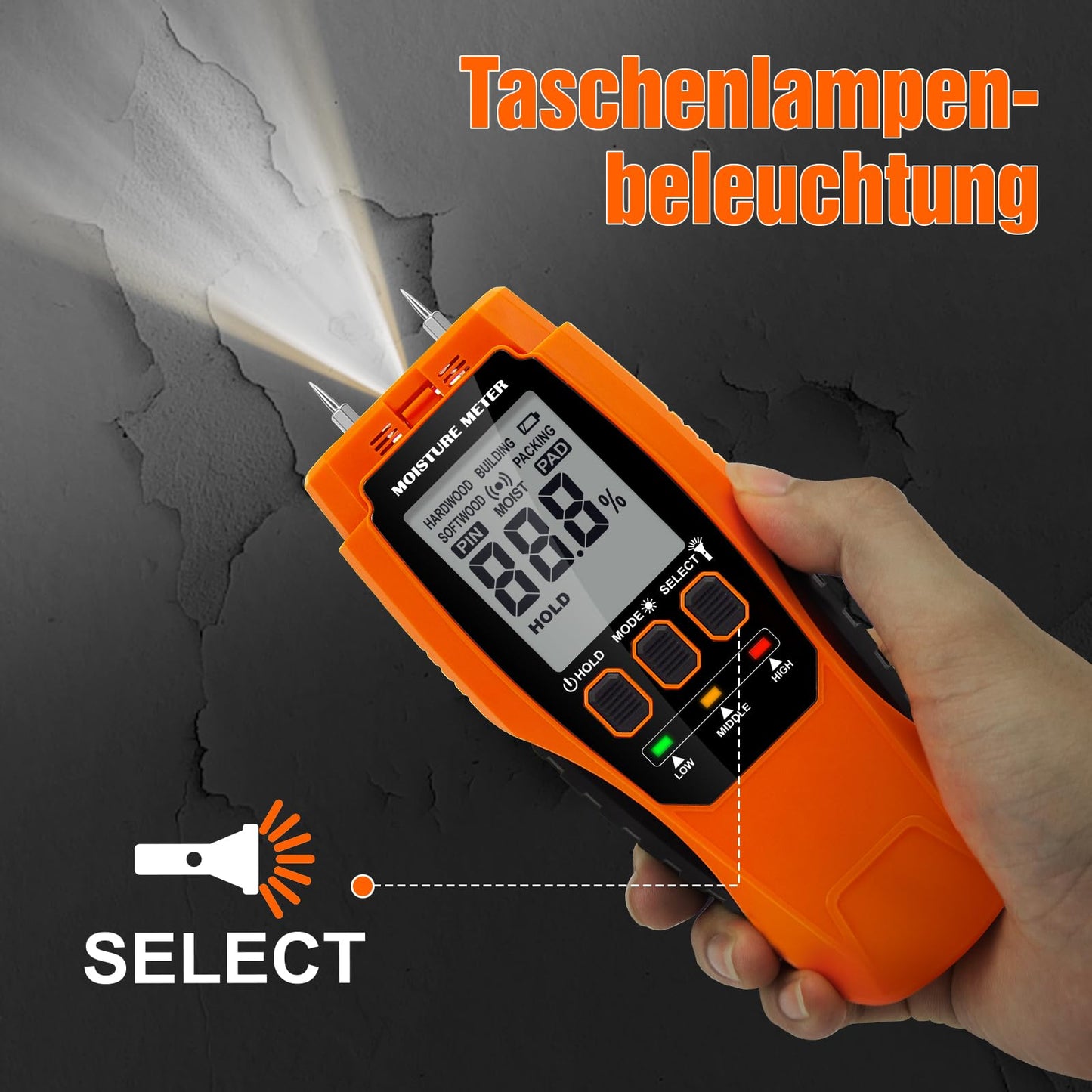 Moisture meter wall, moisture meter masonry 2 in 1 two pins & pinless moisture meter for wall and wood measuring device screed concrete plaster building materials basement walls