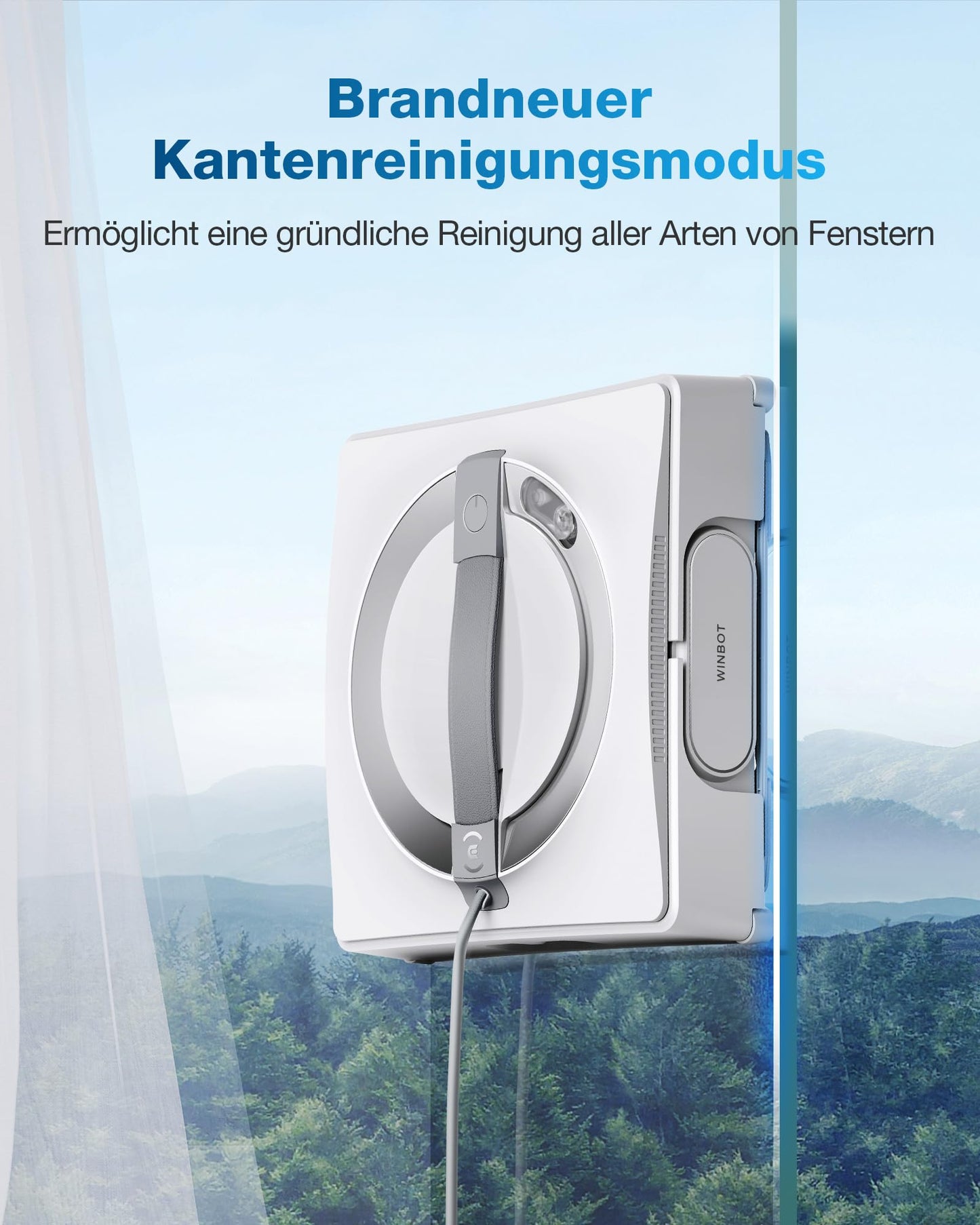 ECOVACS WINBOT W2 window cleaning robot, edge cleaning mode, triple nozzle water sprayer, 10-level safety system, app control, Winbot Electric