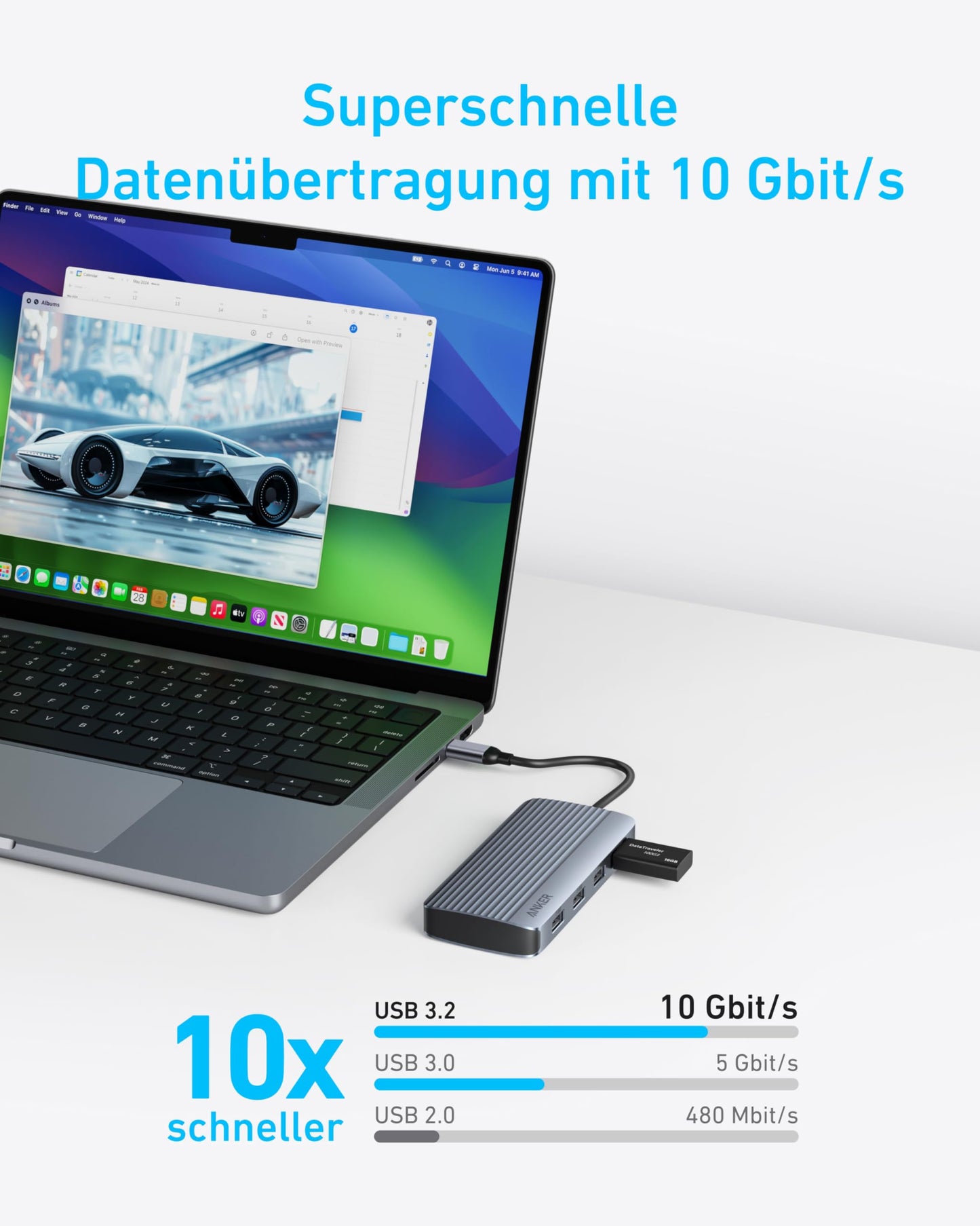 Anchor 7-in-1 USB-C Hub, Dual Display USB-C Docking Station, Dual HDMI Display, 100W Power Delivery, 10Gbit/s data transfers, USB ports for MacBook Air/Pro, Dell XPS, iPad Pro, and more.