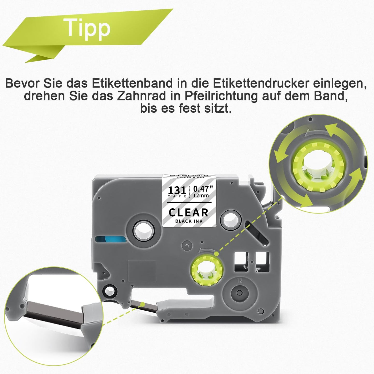 20x Compatible Brother P-Touch TZe-131 TZe Label Tape TZ-131 KZe-131 Ub-131 Cassette 12mm Black on Clear for Brother Label Maker Ptouch PT-H105 H100R H107B Cube Plus