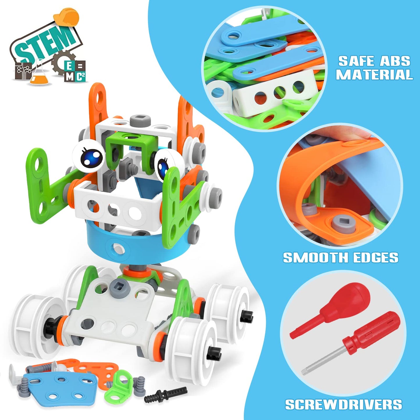 MOONTOY construction toy for boys aged 5-9, 218 pieces dinosaur building blocks toy for kids, 10-in-1 educational building set, great gift for boys and girls.