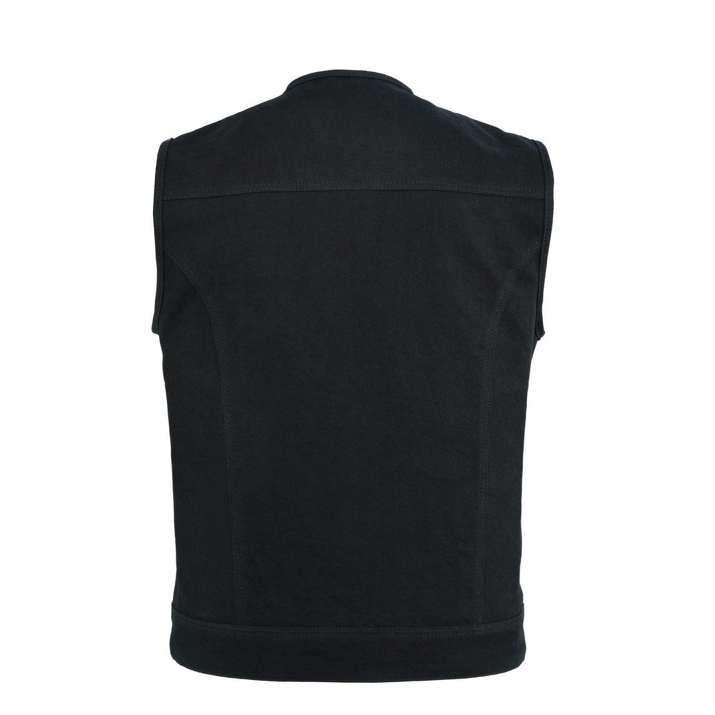 Leatherick Men's SOA Denim Collar Motorcycle Vest with Deep Pockets Black 3XL