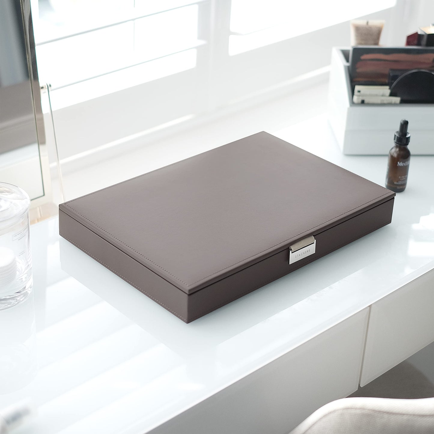 Jewellery box with lid, oversize, by Stackers, mink, 36 x 25 x 4.5 CM