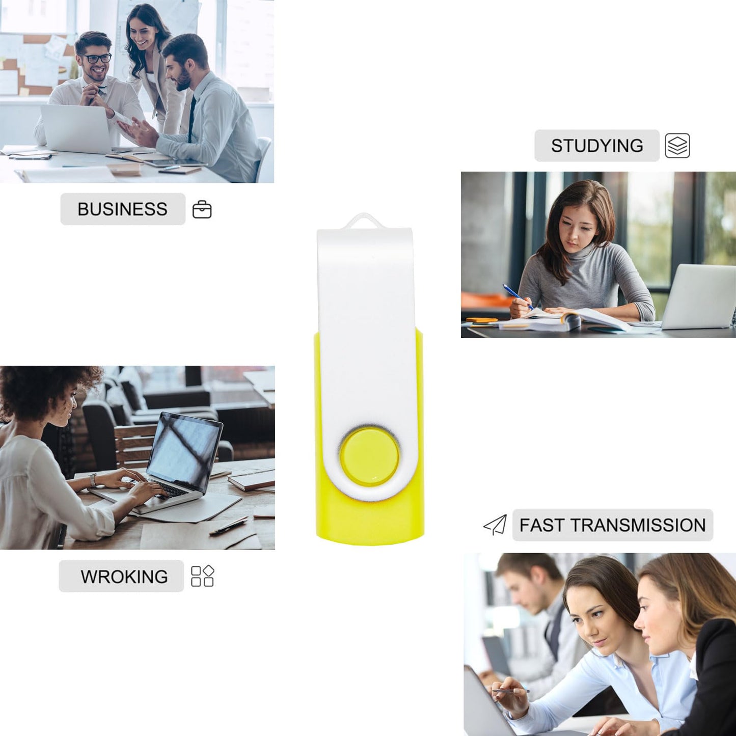 20 pieces of 4GB USB flash drives in 5 random colors USB 2.0 wholesale bulk memory sticks (4GB, 20 pieces)