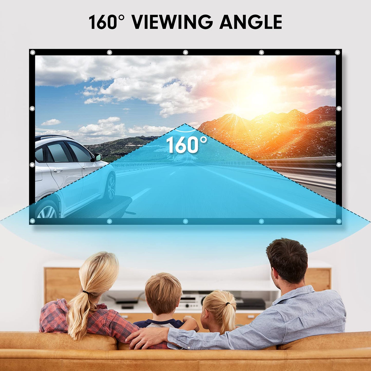 Osoeri Canvas Projector Screen 120 inch, 16:9 HD Foldable Projector Screen, Anti-wrinkle Dual-sided Projector Screen 265x149cm, Portable Projector Screen for Home, School, Meetings
