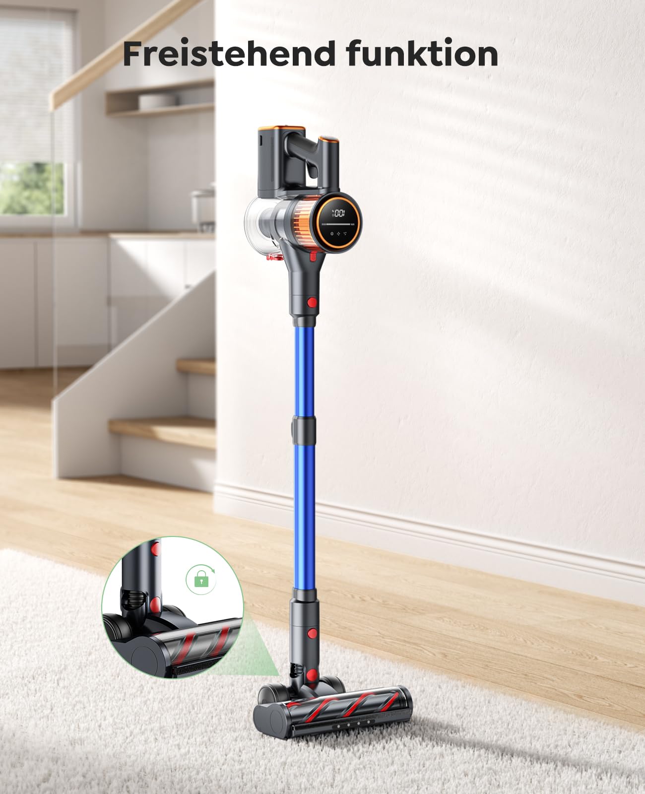 Cordless Vacuum Cleaner 550W/45000Pa/60min Runtime, Wireless Vacuum with Docking Station, Lightweight Standalone Cordless Vacuum, Super Quiet Battery-Powered Vacuum for Hard Floors Carpets Pet Hair