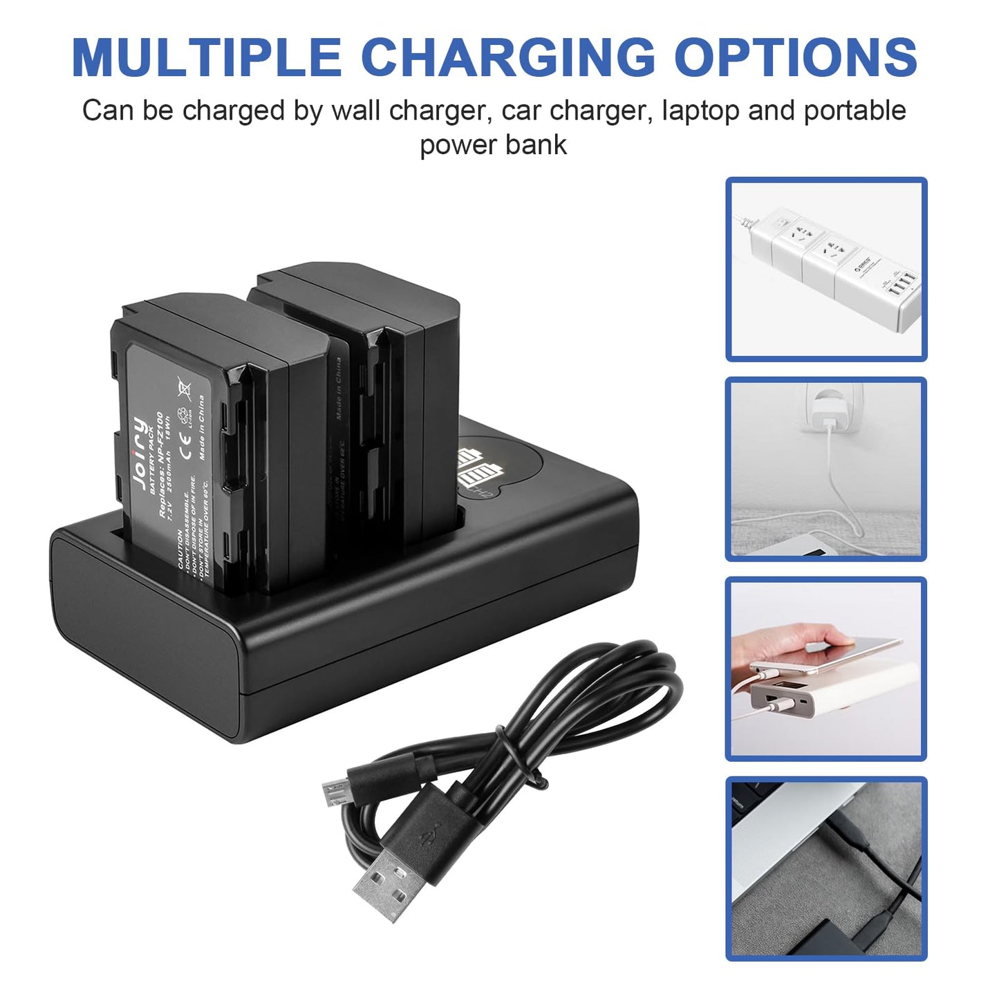 2 x NP-FZ100 Replacement Batteries and Dual Charger Compatible with Sony A9 A9R A9S, Alpha9 9R 9S, for Sony a7iii A7RIII A7R3 Digital Camera