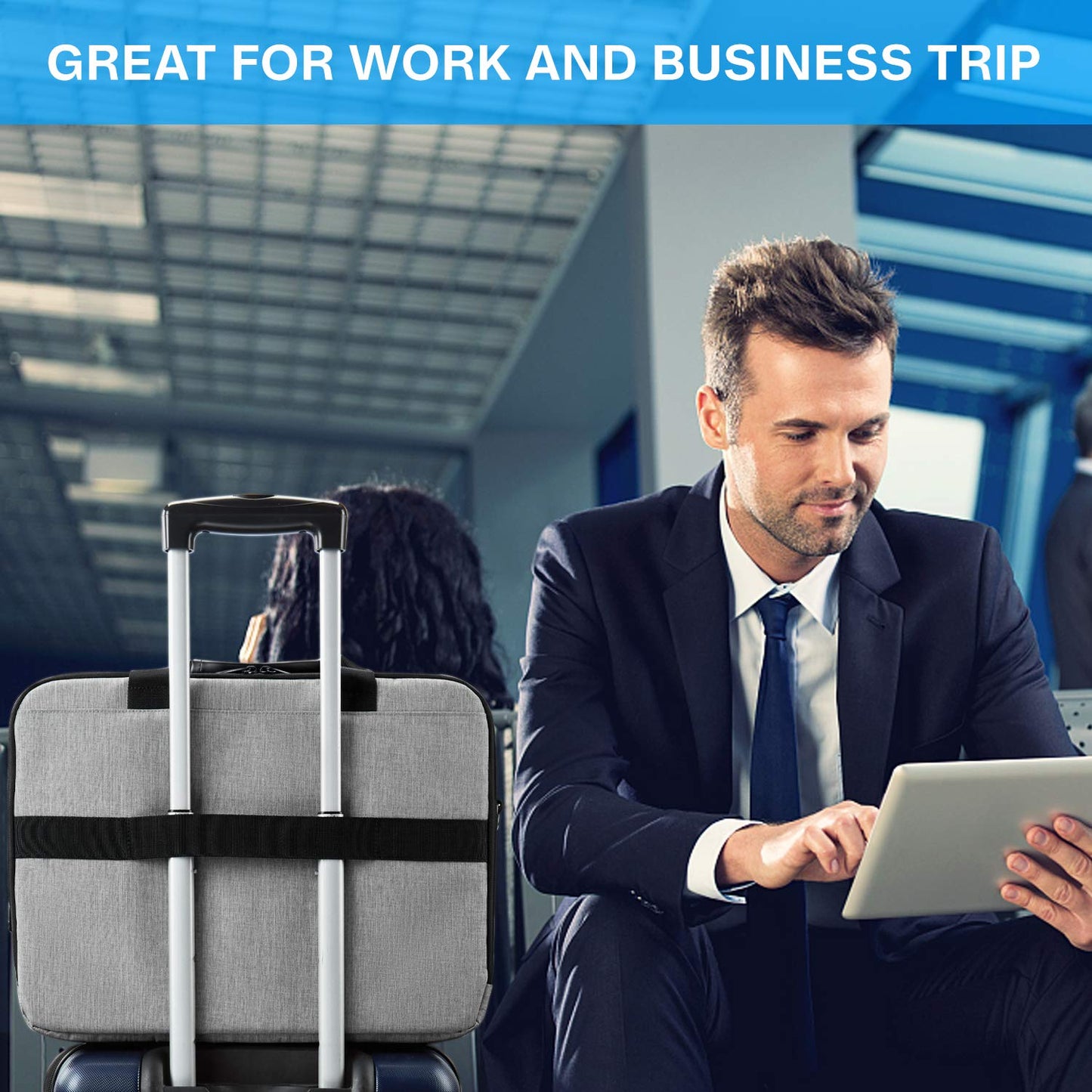 Bagsmart 17.3-inch laptop bag, expandable briefcase, computer bag for men and women, laptop shoulder bag, work bag, business travel, office, lockable (Gray-17.3 inches)