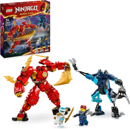 LEGO NINJAGO Kai's Fire Mech, action figure toy for kids & NINJAGO Jay Battle Mech, ninja toy for kids with figures incl. Jay minifigure.