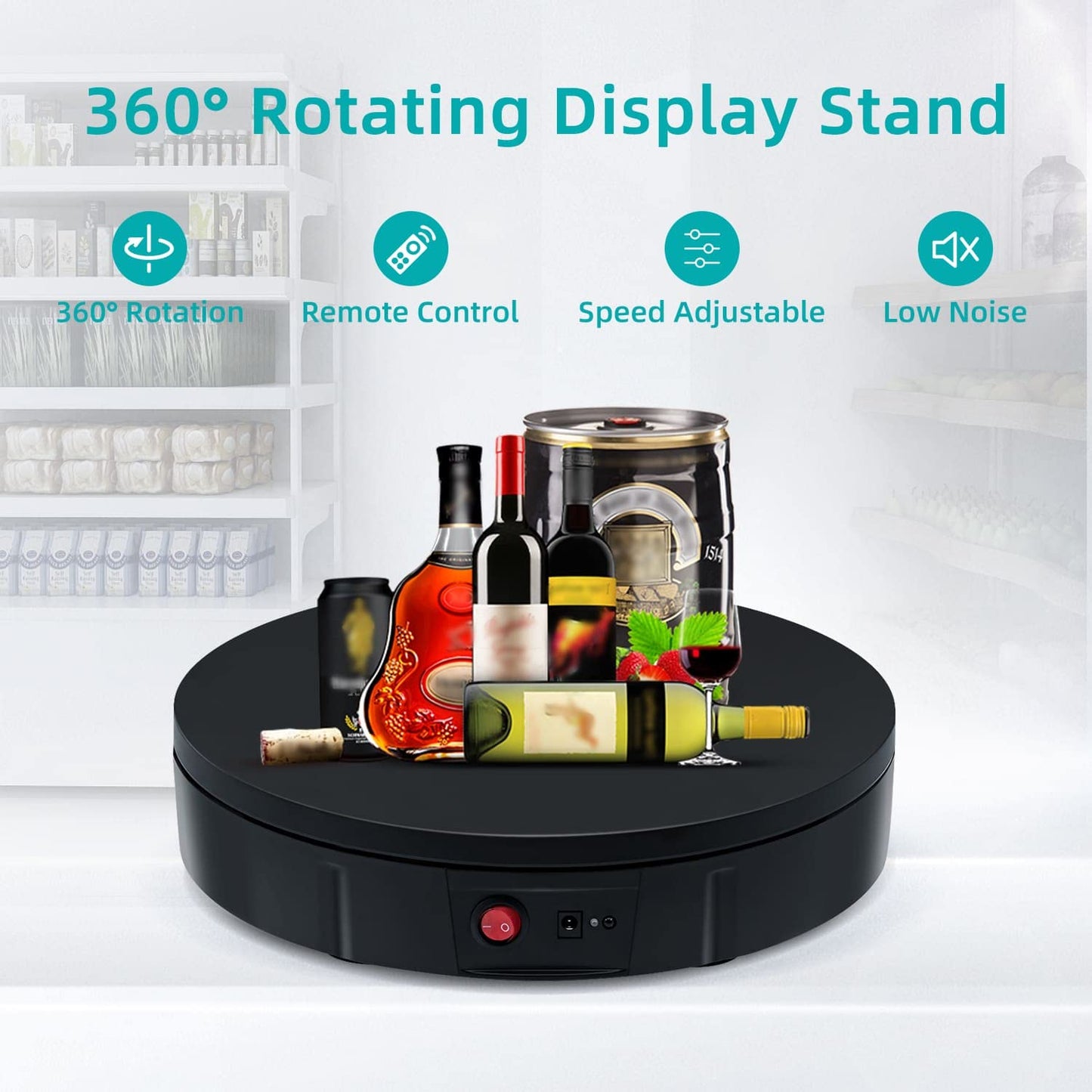 Mcbazel 360 Degree Electric Rotating Turntable for Photography Electric Rotating Display Stand Display Table for showcasing Jewelry, Watches, digital products-30cm/11.8inch/100k-Black