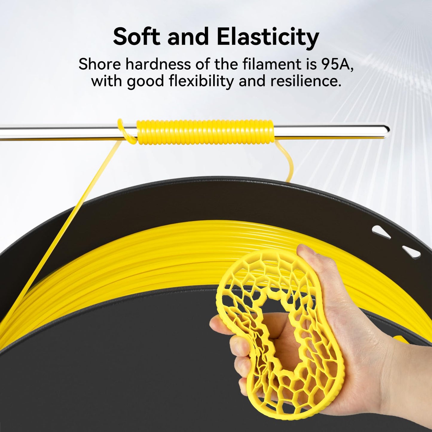 kexcelled TPU 95A filament, flexible and soft, excellent elasticity, 1.75mm 1kg spool, 3D printer material, vacuum sealed, for FDM printers, red.