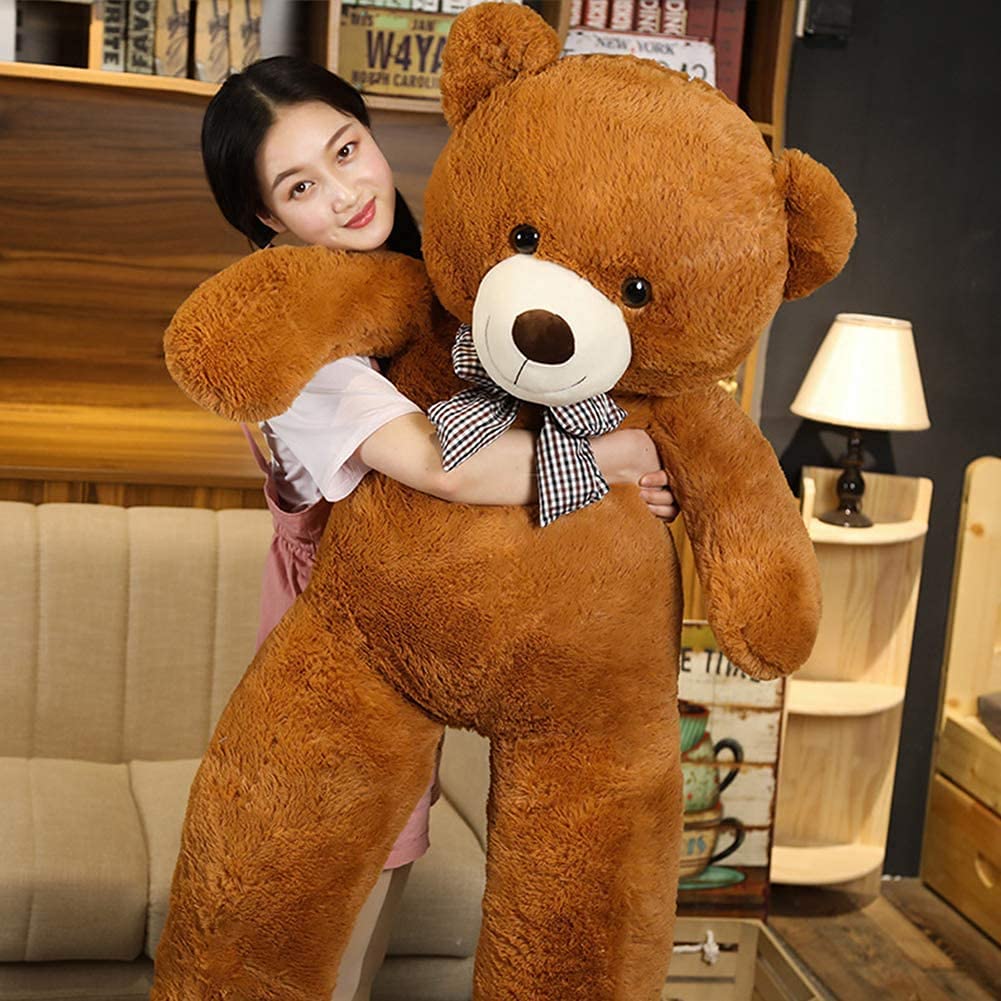 SNOWOLF 110cm XXL teddy bear giant soft toy large plush toy plush bear cuddly bear teddy bear gift (1.1m, Dark Brown)
