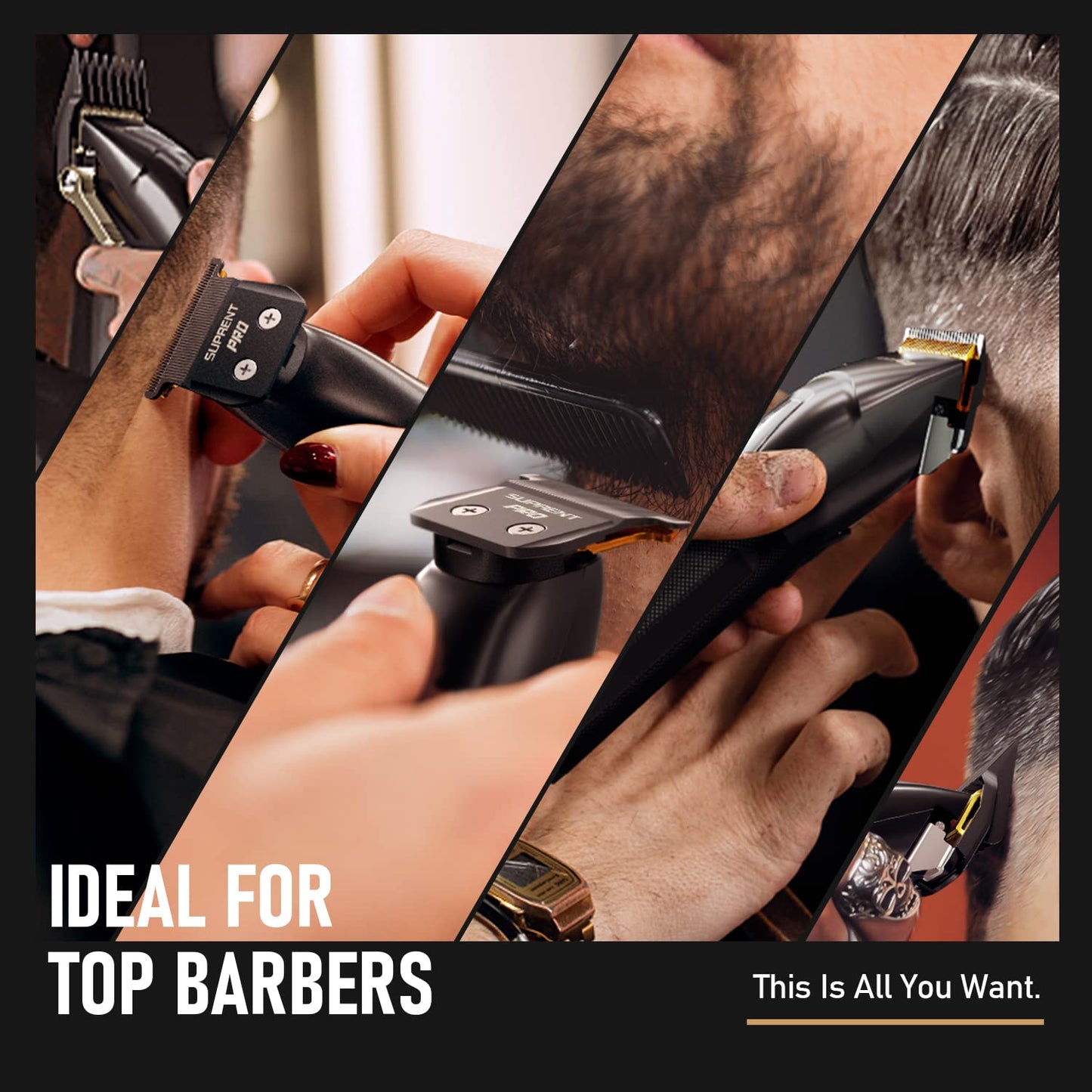 SUPRENT Professional Hair Clipper Men Rechargeable USB-C Hair Trimmer & T-Blade Hair Clipper Set with 5V Boost Technology, cordless hair and beard trimmer, LED display Gift