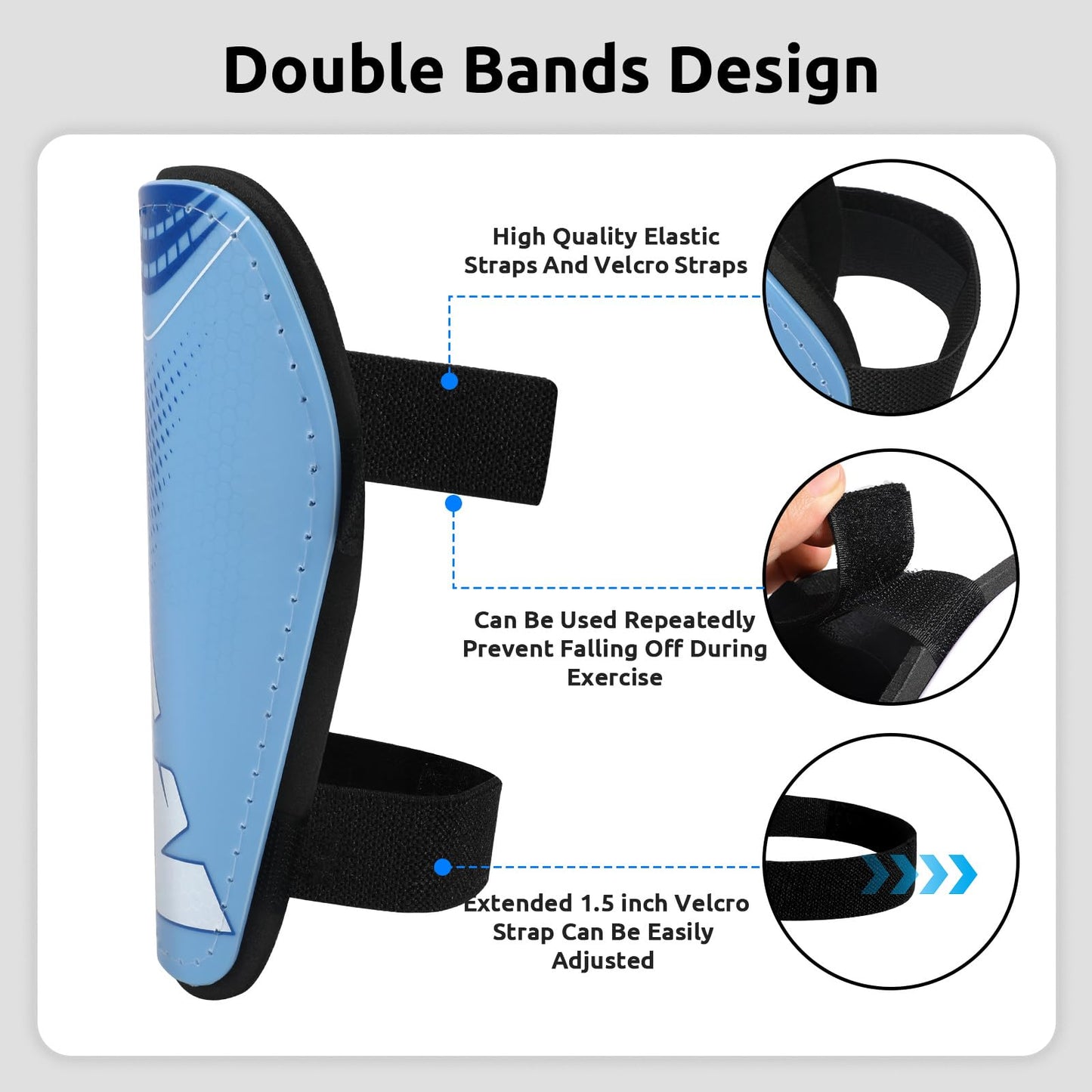 Shin Guards for Kids Soccer Shin Pads - Soccer Gear with Adjustable Velcro Straps - Lightweight Durable Non-Slip Suitable for Boys and Girls Ages 2-18 - Blue L