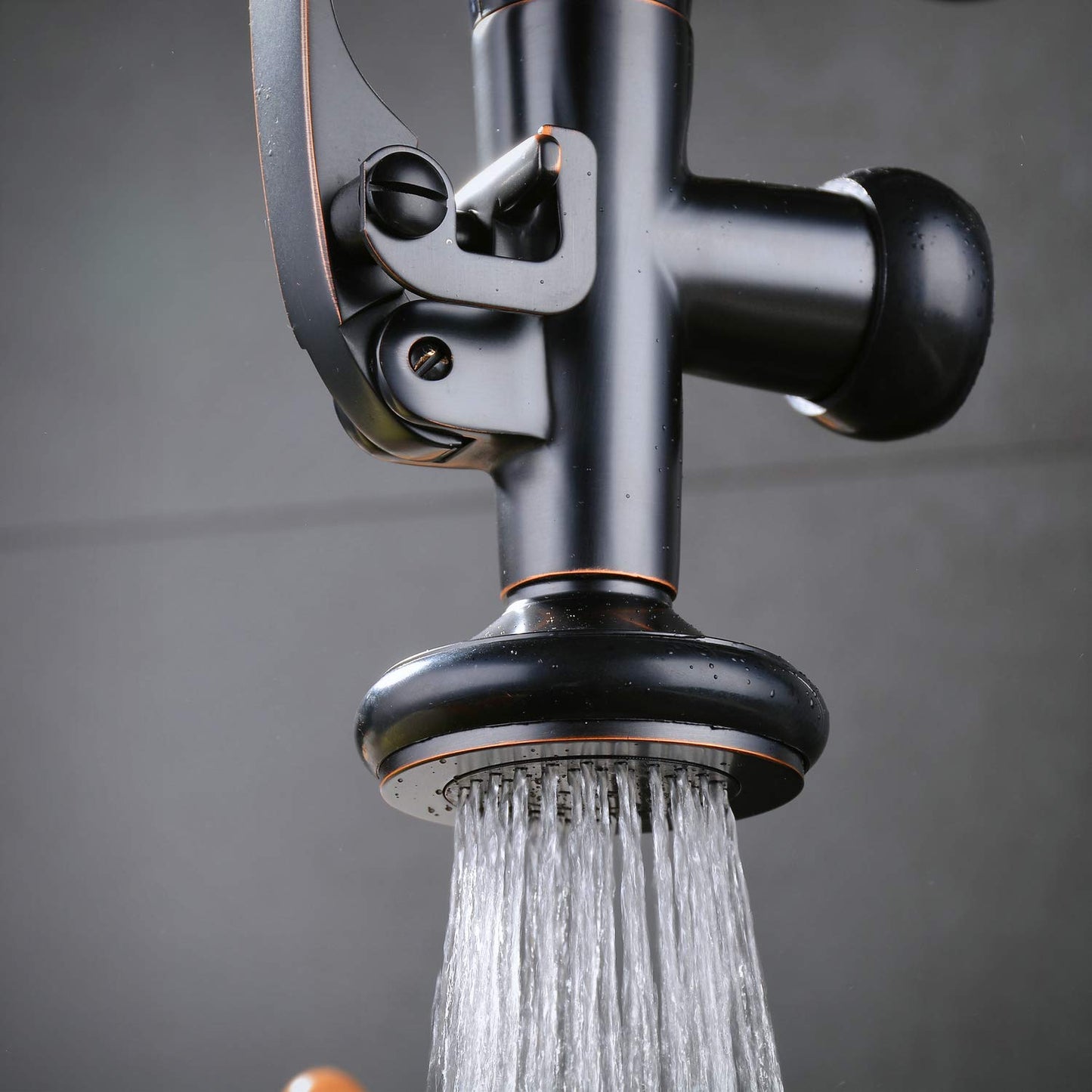 Kitchen faucet with retractable dual-spray nozzle, 2-way kitchen water tap spiral spring tap 360° rotatable, black.