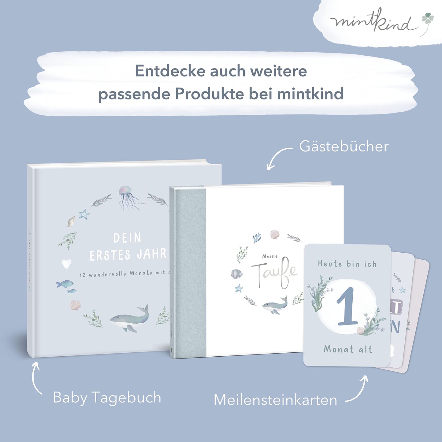 mintkind® "My Childhood" Memory Album Whale Design I Your First 10 Years I Photo Album Children's Gifts for Birth Baby Book for Entries | Children's Diary Album Memory Book Gift Child