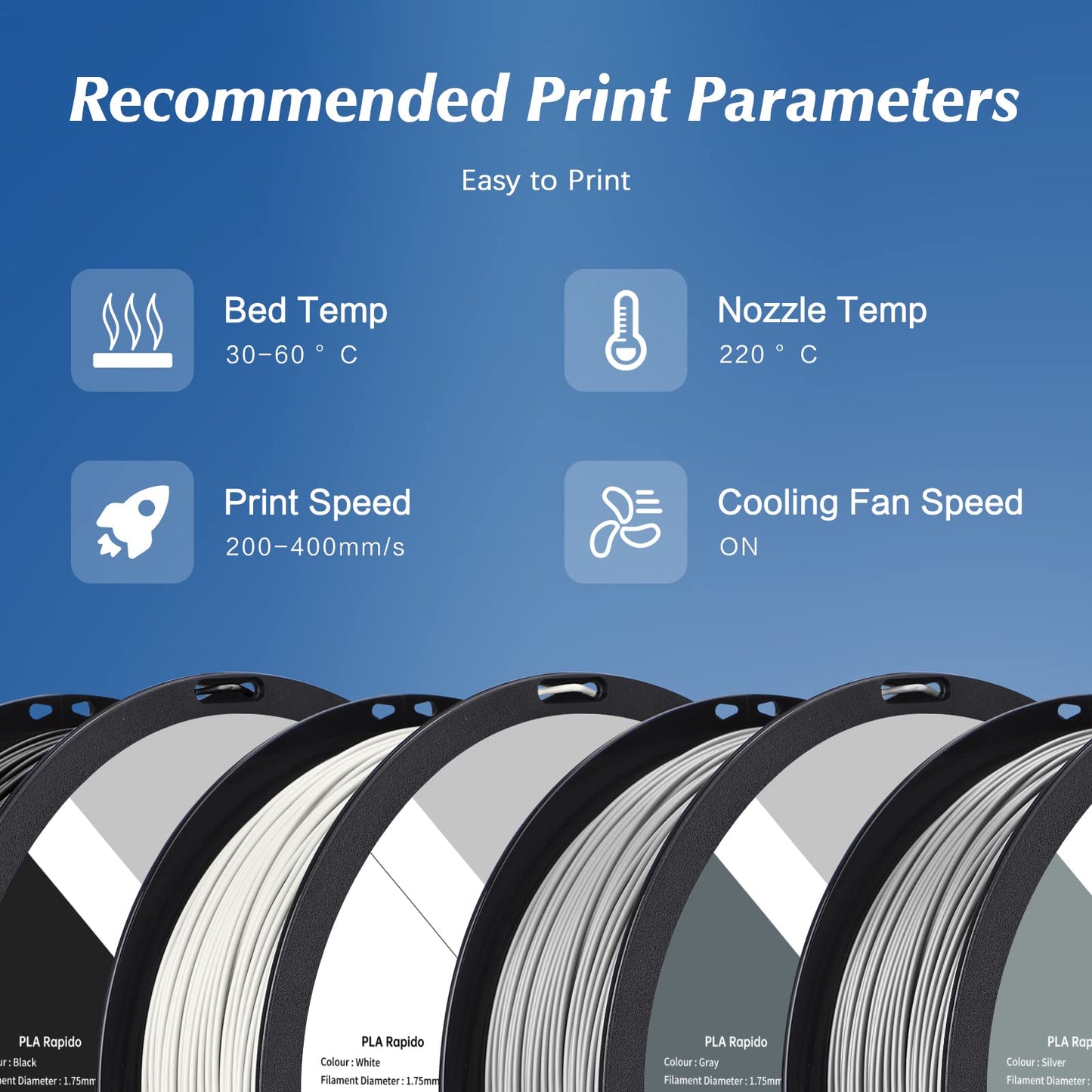 QIDI TECH PLA Rapid Filament 1.75mm, 3D printer filament PLA, suitable for high-speed printing, PLA filament 1.75 for most FDM 3D printers, 1 KG spool (2.2lbs), White.
