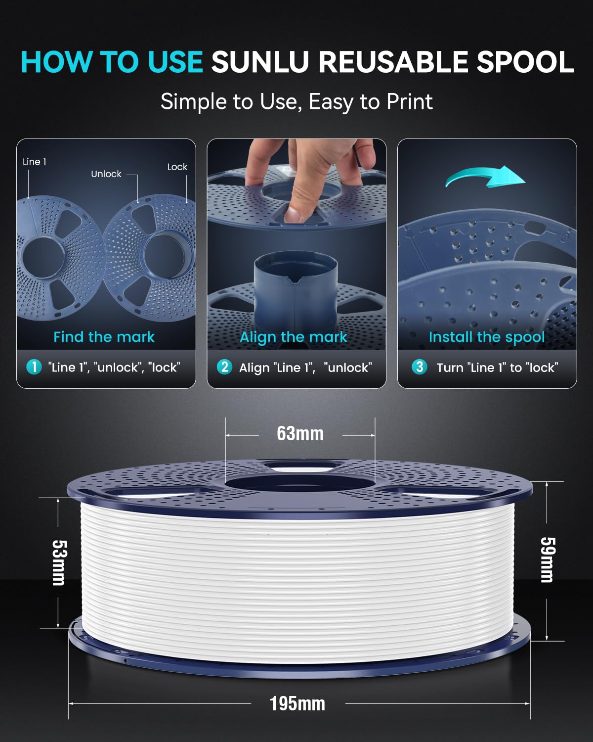 SUNLU Rapid PETG 3D Filament 1.75mm 1KG, High Speed 30-600mm/s 3D Printer Filament, Dimensional Accuracy ±0.02mm, 1KG Reusable Spool, Compatible with Most FDM 3D Printers (Blue)