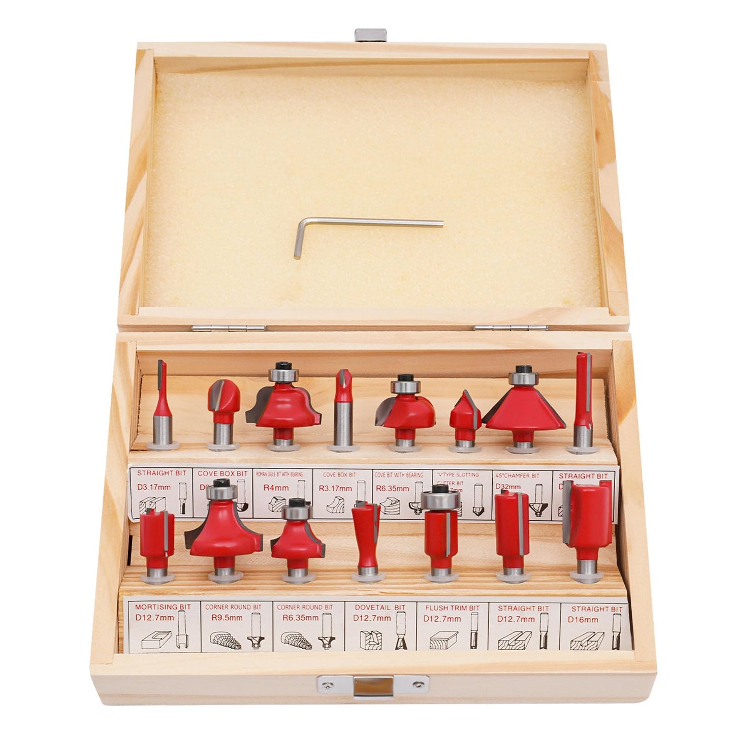 800W trim router, 6.35mm edge trimming router with 15 different router collets for grooving, trimming, carving, milling, chamfering, and cutting curves.