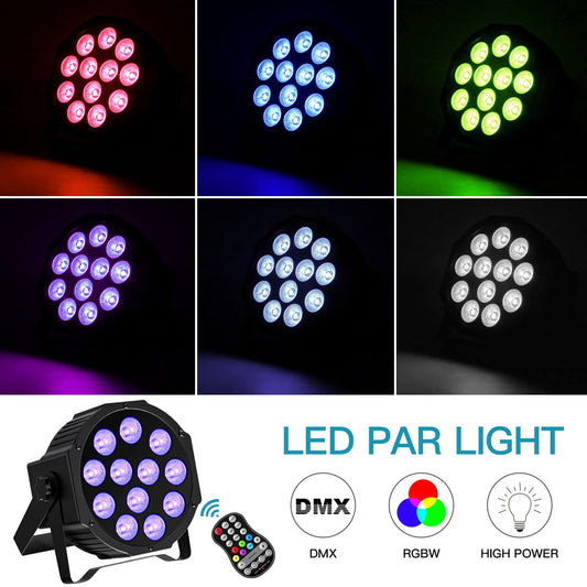 ZonQoonz 4 PCS RGBW Battery Powered Stage Lights, 24W Rechargeable Par Light with Timer Function and 7 Lighting Modes, 8 CH Battery Spotlights Outdoor for Wedding Bar DJ Show Disco