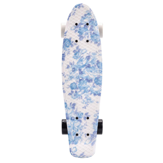 meteor Skateboard Kids Mini Cruiser Kickboard for girls Retro Boys Mini Board Children Vintage miniboard, FLOWERS white
