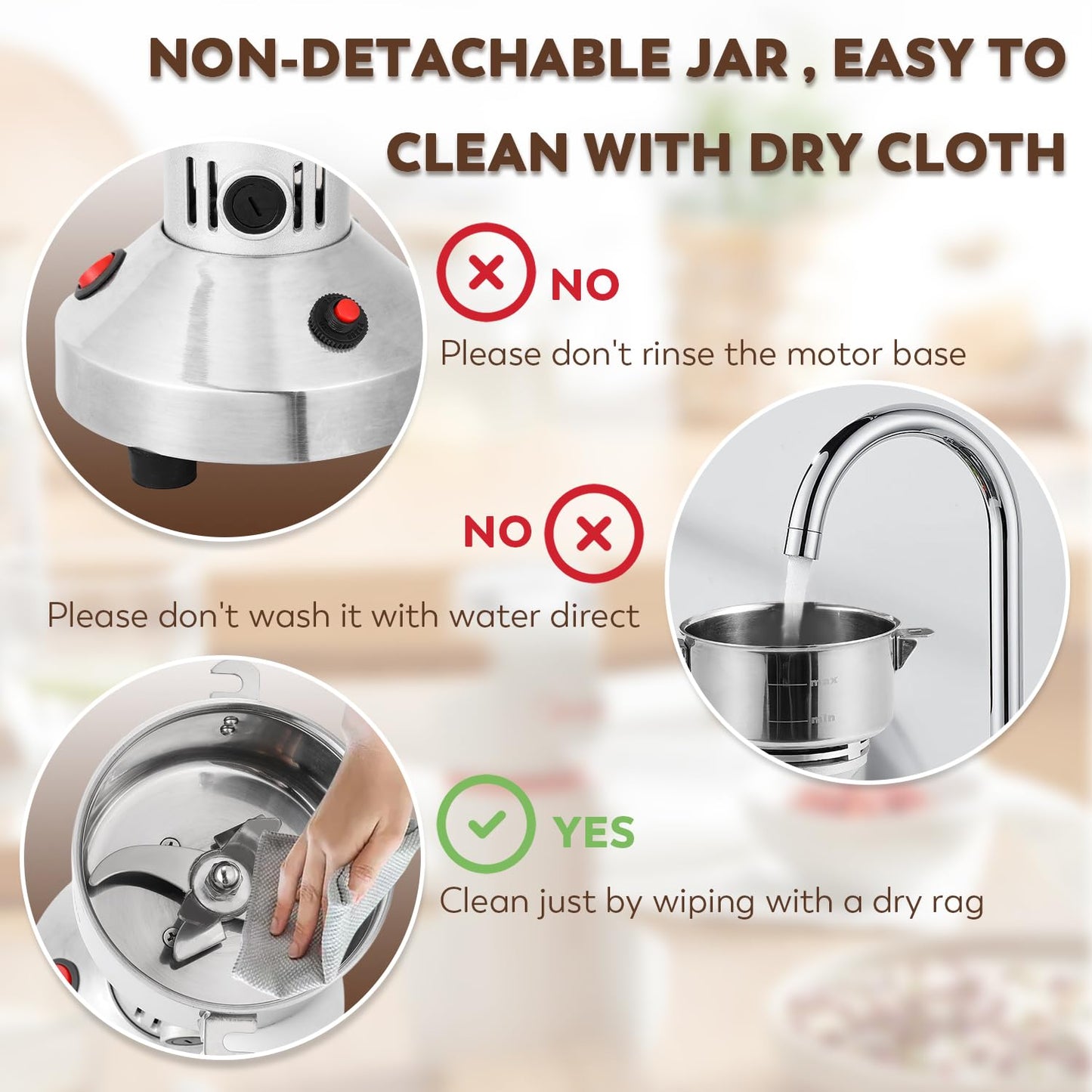 Moongiantgo Electric Grain Mill 150g, 950W Spice Grinder made of 430 Stainless Steel Commercial Powder Machine High Speed Mill for Grains, Spices, Herbs, Coffee, Corn with Overload Protection