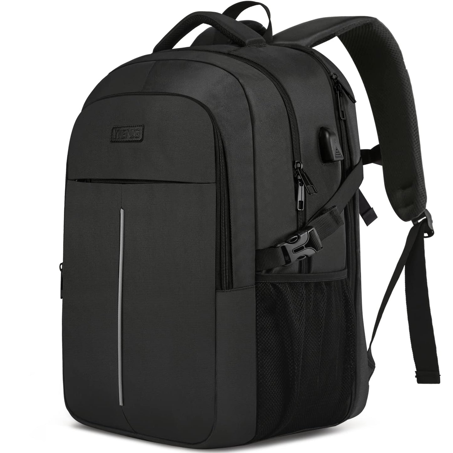 Extra Large Backpack for Men 55L, 18.4 Inch Laptop for School Work with USB Charging Port Waterproof Business Travel Notebook Bag School Backpack for Men Women Boys Teenagers Black