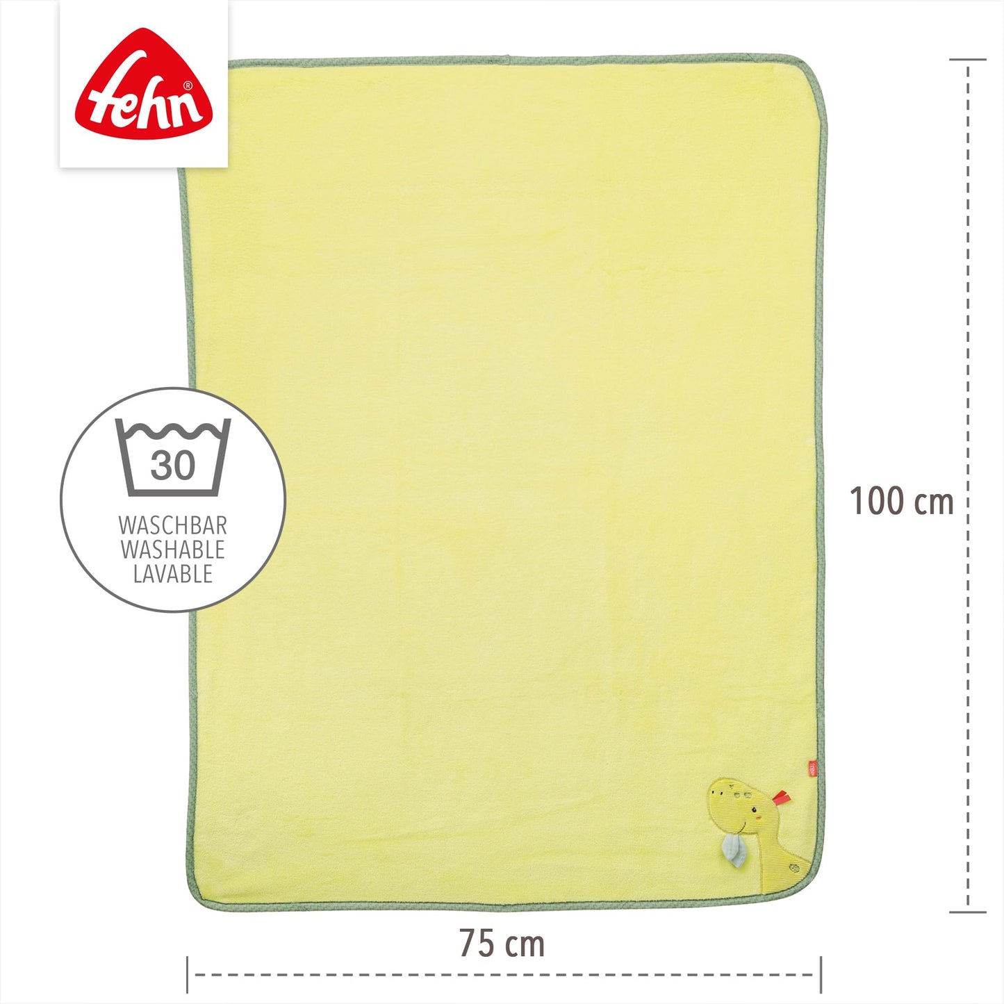 Fehn Cuddle Blanket Dino - Cuddly cuddle blanket for babies - Comforter & play blanket for stroller and car seat - perfect snuggle cloth and first blanket - For babies from 0+ months