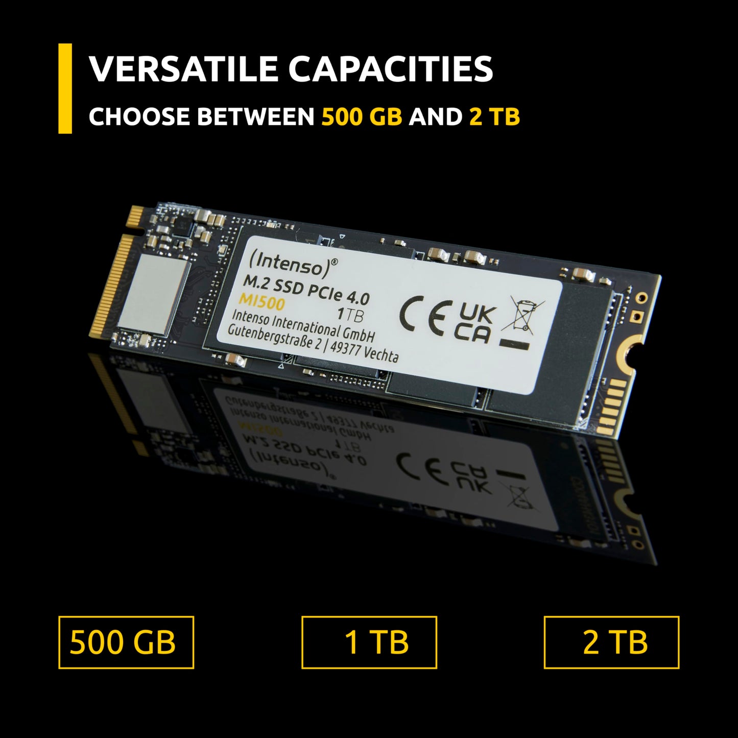 Intenso MI500 1TB NVMe SSD, M.2 Internal SSD, PCIe 4.0 Gen4x4, 5300 MB/s Read, 4500 MB/s Write, Solid State Drive, 1TB