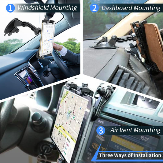 OHLPRO Tablet Car Mount, 360° Rotatable Adjustable iPad Car Holder, Dashboard Windshield Mount, for 6-11 Inch, Compatible with iPad, Samsung Tab, Huawei, and more.