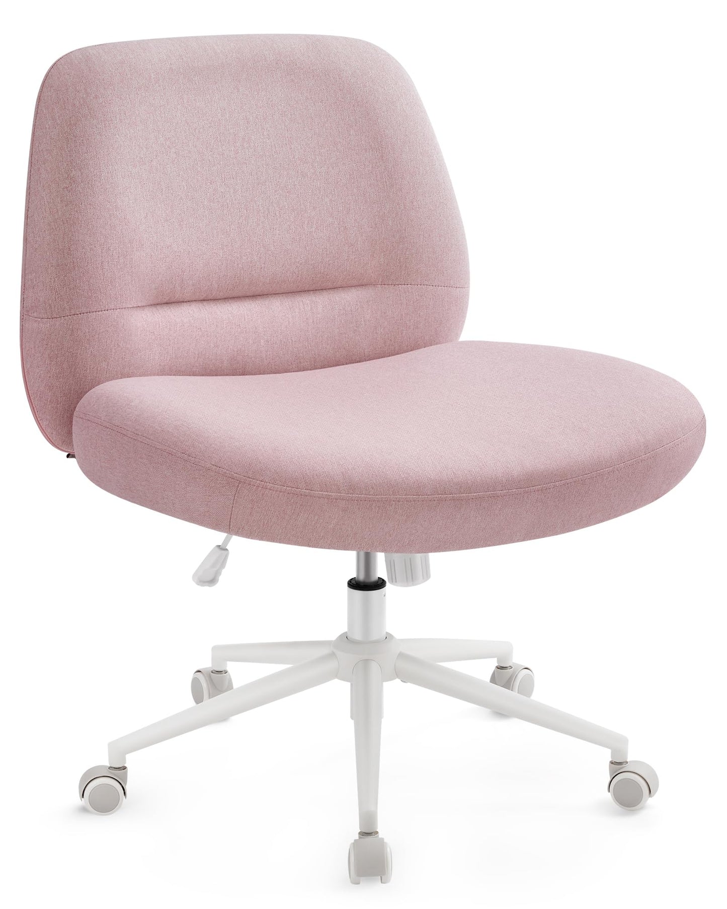 SONGMICS HOME Sewing Seat Chair, Makeup Chair, Armless Swivel Chair, Desk Chair, wide seat surface, modern, with base, adjustable height, rocking function, pastel pink OBG047R01