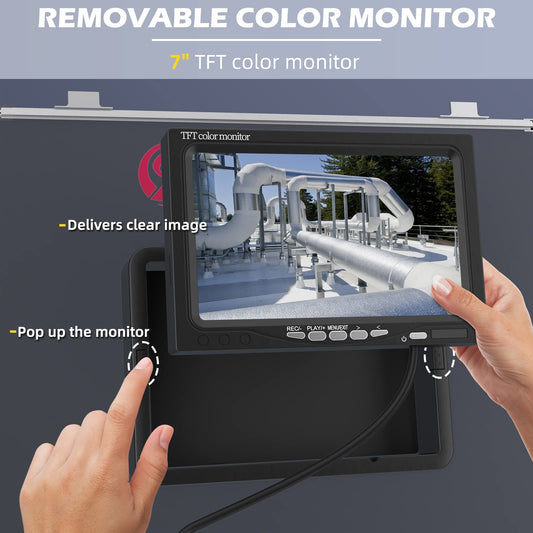 20M pipe inspection camera with DVR, endoscope pipe camera with light waterproof IP68 professional sewer drain video inspection camera with 7" LCD monitor 1000TVL CCD borescope camera