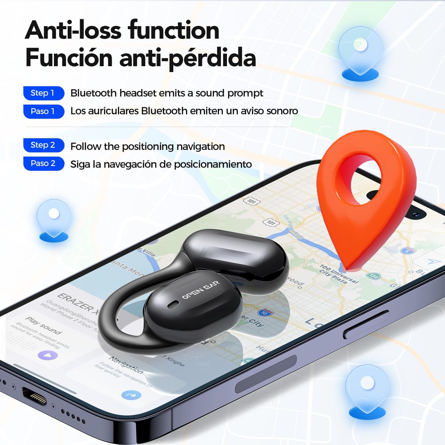 Ki Translator headphones, XP2 translation headphones with real-time translation, 135 languages headphone translator real-time, Touchscreen open ear headphones for iOS and Android, Travel and business.