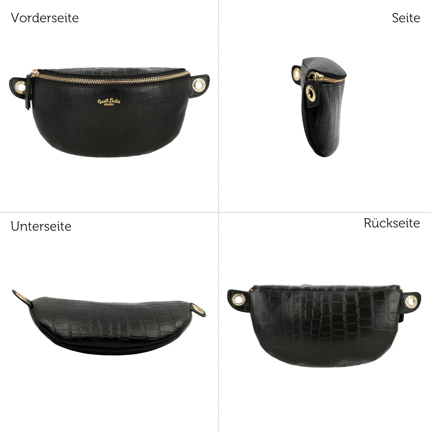 Gusti Leather Waist Bag - Annabelle Men's and Women's Waist Bag Fanny Pack Handbag Leather Bag Black Leather
