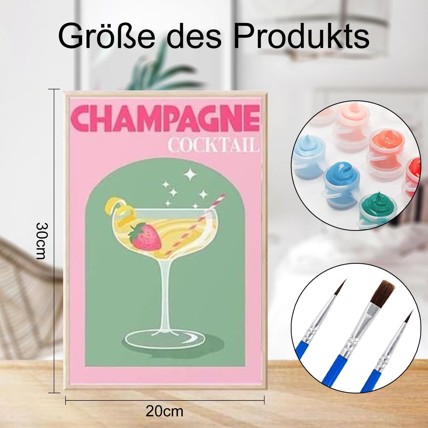 Paint by Numbers Wine Glasses 6-piece set Digital painting with 6 brushes Suitable for boys and girls as gifts (20x30)